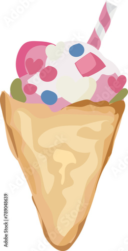 Dessert crepe Illustration on a transparent background.