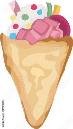Dessert crepe Illustration on a transparent background.