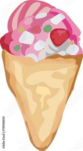 Dessert crepe Illustration on a transparent background.