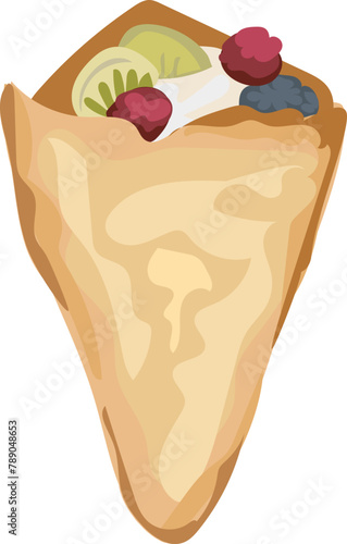 Dessert crepe Illustration on a transparent background.