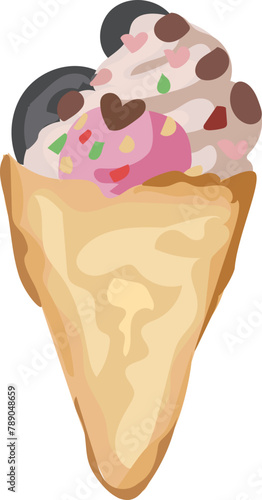 Dessert crepe Illustration on a transparent background.