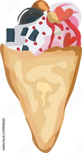 Dessert crepe Illustration on a transparent background.