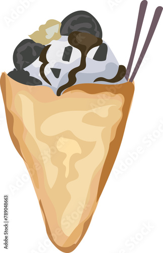 Dessert crepe Illustration on a transparent background.