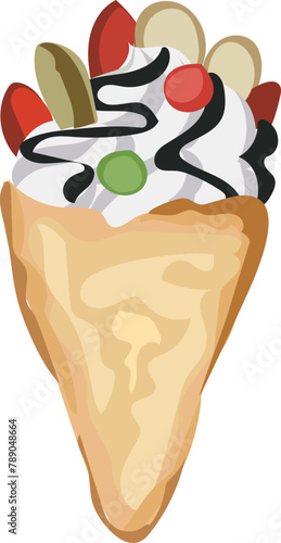 Dessert crepe Illustration on a transparent background.