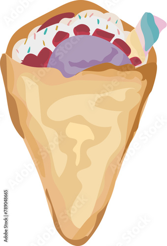 Dessert crepe Illustration on a transparent background.