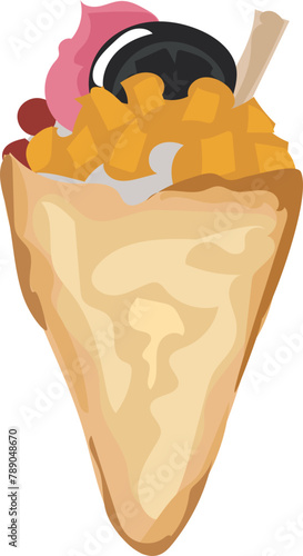 Dessert crepe Illustration on a transparent background.