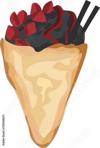 Dessert crepe Illustration on a transparent background.