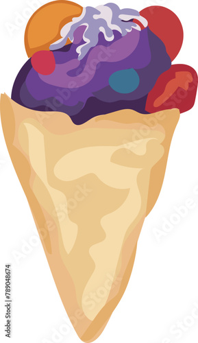 Dessert crepe Illustration on a transparent background.