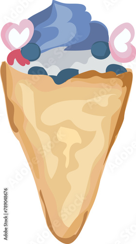 Dessert crepe Illustration on a transparent background.