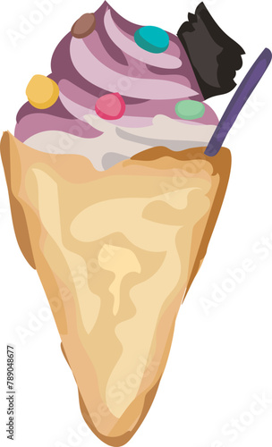 Dessert crepe Illustration on a transparent background.