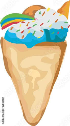 Dessert crepe Illustration on a transparent background.