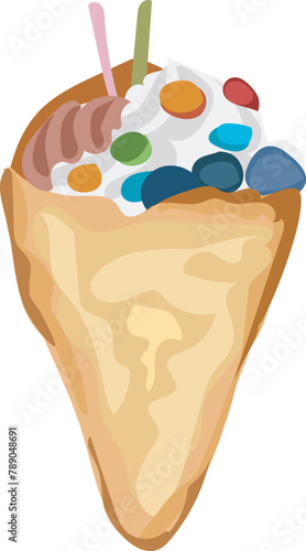 Dessert crepe Illustration on a transparent background.