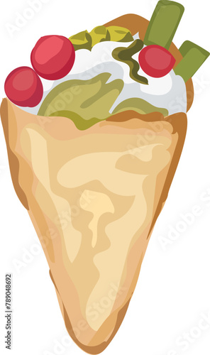 Dessert crepe Illustration on a transparent background.