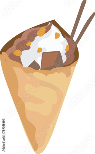 Dessert crepe Illustration on a transparent background.