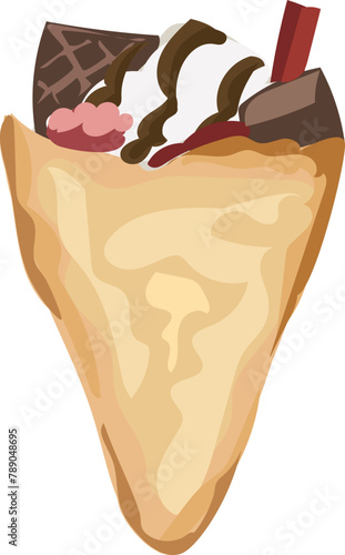Dessert crepe Illustration on a transparent background.