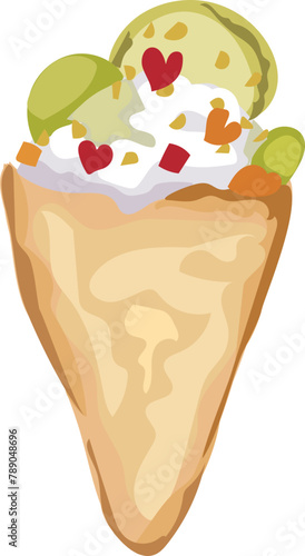 Dessert crepe Illustration on a transparent background.
