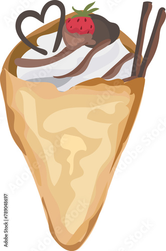 Dessert crepe Illustration on a transparent background.