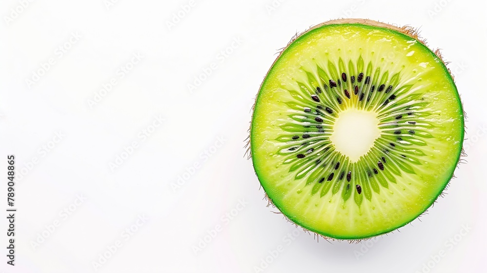 Cross section of ripe kiwi isolated on white background top view : Generative AI Cross section of ripe kiwi isolated on white background top view : Generative AI