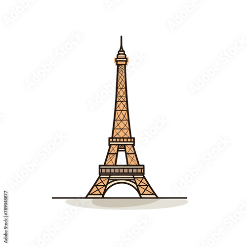 Eiffel tower hand-drawn comic illustration. Eiffel tower. Vector doodle style cartoon illustration