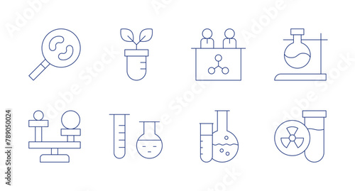 Science icons. Editable stroke. Containing science  laboratory  molecularbiology  plant  chemistry  flask  radioactive.