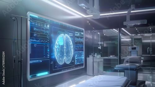 Brain Scan Data Visualization on Virtual Screen in Surgical Environment