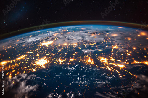 Earth at night with city lights