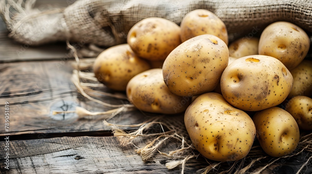 potatoes on a wooden table potatoes on a wooden table