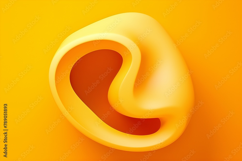 Abstract yellow shape against monochrome background, 3D illustration. Smooth shape 3d rendering , generated by AI. Abstract yellow shape against monochrome background, 3D illustration. Smooth shape 3d rendering , generated by AI.