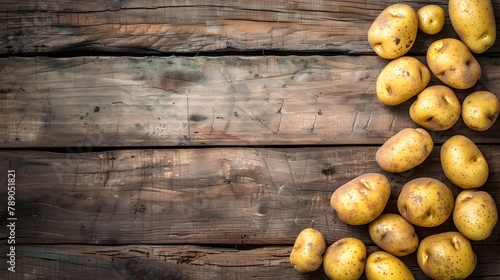 potatoes on a wooden table photo