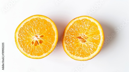 Flat lay of Orange with cut in half isolated on white background   Generative AI