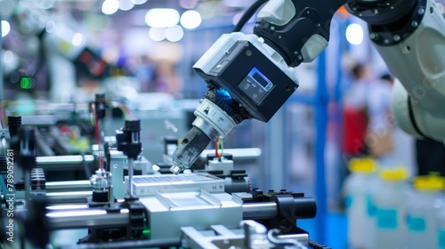 A close-up of the robotic arm's packing slip printer. The printer is used to print out a packing slip for each item that is shipped. 