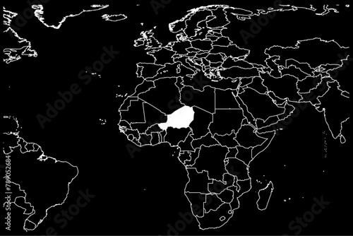 Niger map africa black background