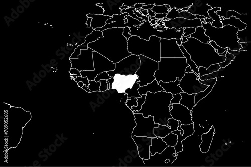 Nigeria map africa black background