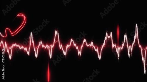 Soundwave of Life: A digital illustration blending heartbeats with music, depicting the rhythm of health and technologySoundwave of Life: A digital illustration blending heartbeats with music, depicti photo