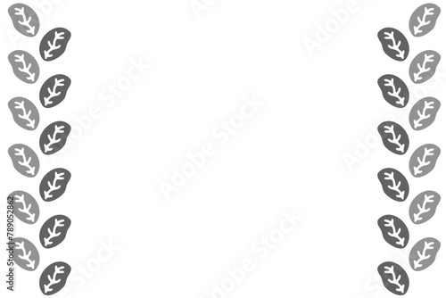 モノクロの葉のフレームイラスト