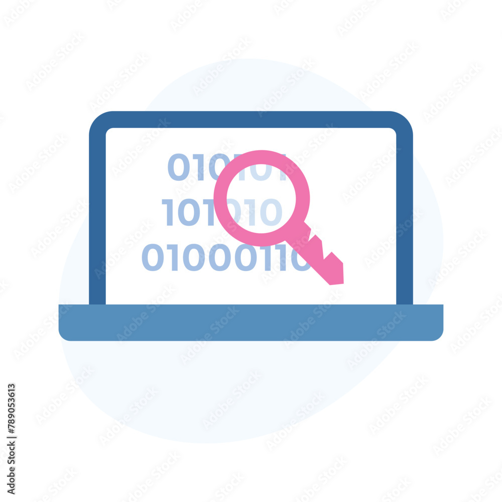 Binary code on laptop with key showing secure binary code Binary code on laptop with key showing secure binary code