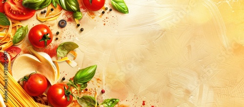 Italian cuisine background with space for text. photo