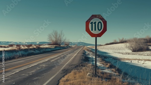 110 limit road sign. Road safety concept