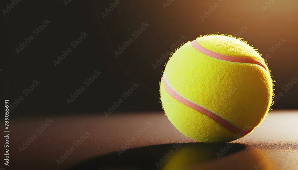 tennis ball on the dark background with copy space for text
