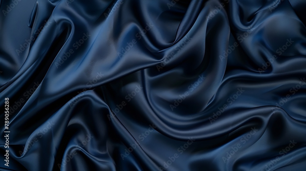 Dark blue silk satin Soft folds Fabric Navy blue luxury background Space for designWavy linesBanner WideLong Flat lay top view table Beautiful Elegant Birthday Christmas Valentines Day : Generative AI Dark blue silk satin Soft folds Fabric Navy blue luxury background Space for designWavy linesBanner WideLong Flat lay top view table Beautiful Elegant Birthday Christmas Valentines Day : Generative AI