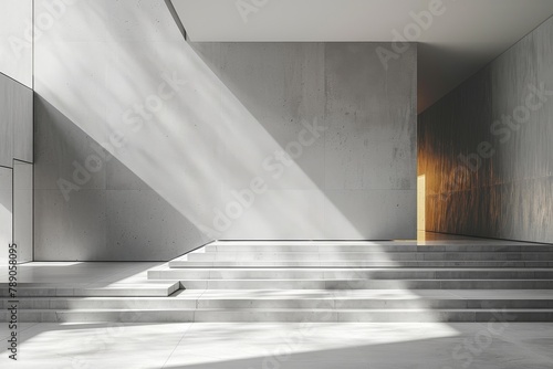 The play of shadows and light accentuates the minimalist design elements and the natural tranquility of the space