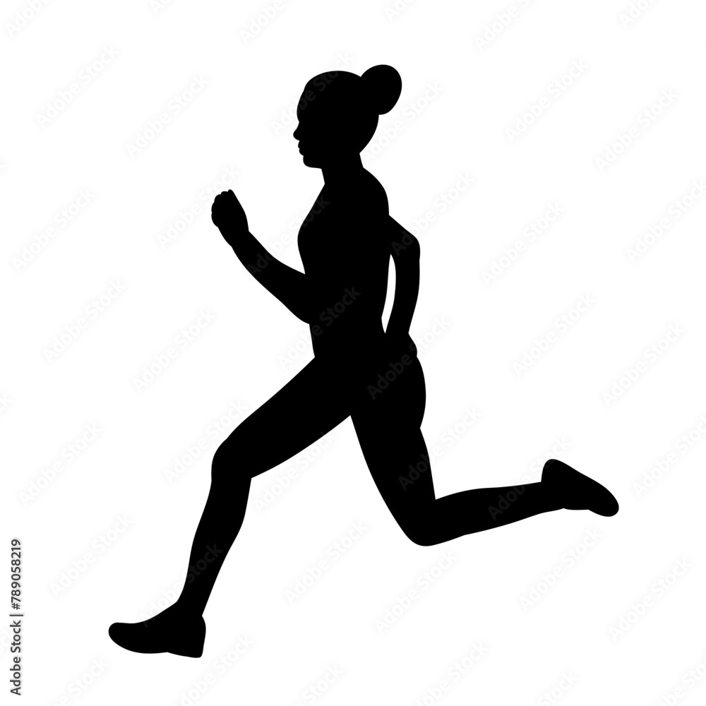 girl runs silhouette on a white background vector