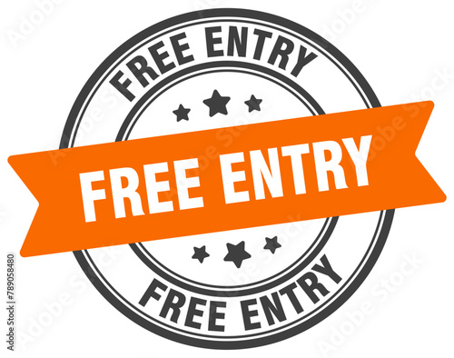 free entry stamp. free entry label on transparent background. round sign