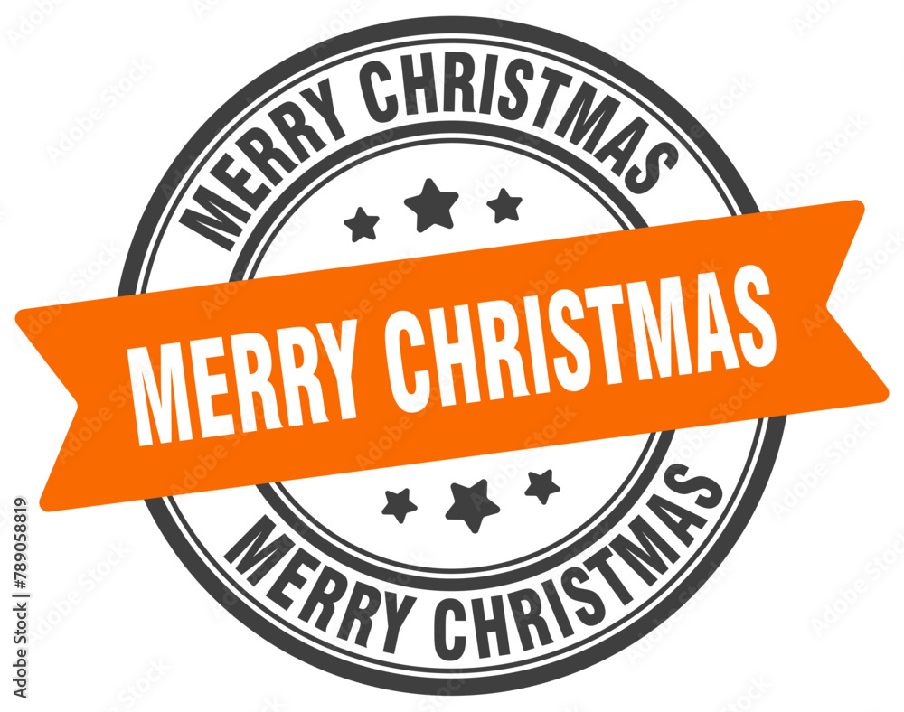 Fototapeta premium merry christmas stamp. merry christmas label on transparent background. round sign