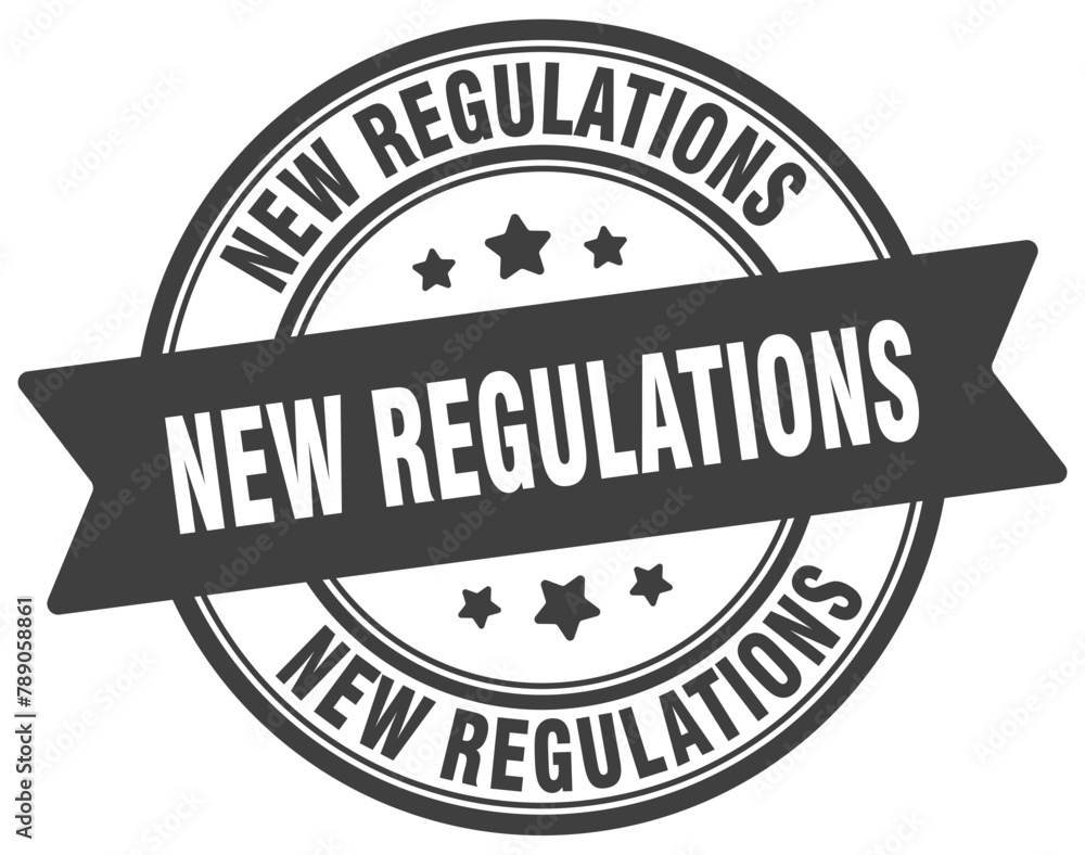 new regulations stamp. new regulations label on transparent background. round sign