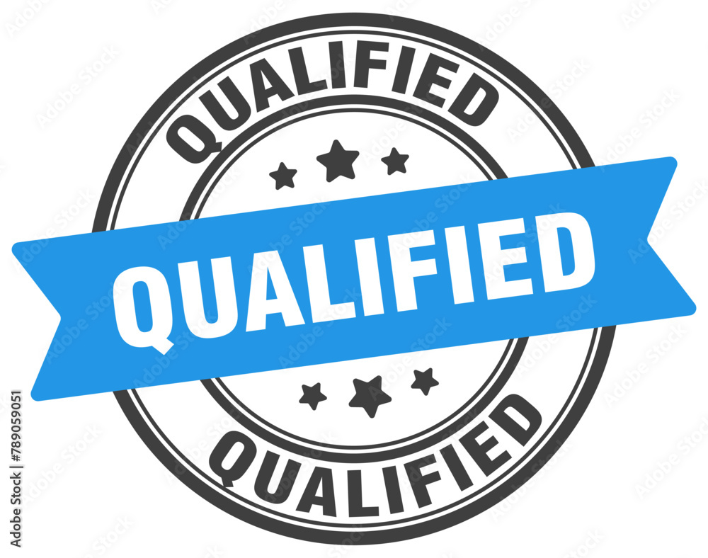 qualified stamp. qualified label on transparent background. round sign qualified stamp. qualified label on transparent background. round sign