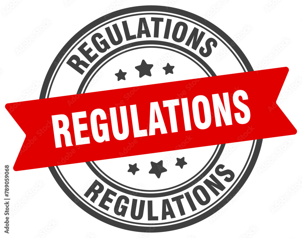 regulations stamp. regulations label on transparent background. round sign