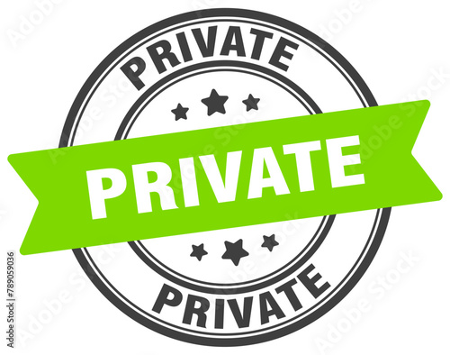 private stamp. private label on transparent background. round sign