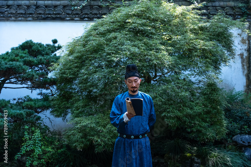 Photography ancient person reading book