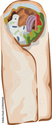 Chicken wrap illustration on transparent background.
